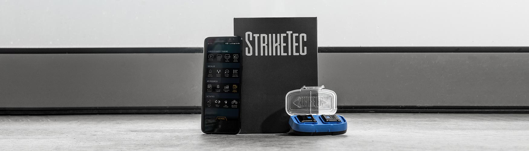 StrikeTec Sensors with an App installed on an Android Phone